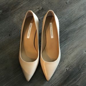 DVF NUDE LEATHER HEELS